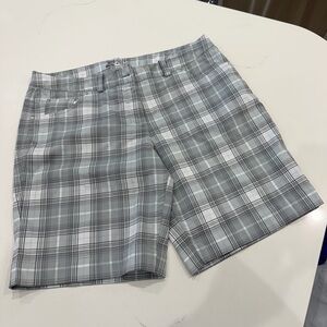 Gray Plaid Bermuda  golf Shorts
